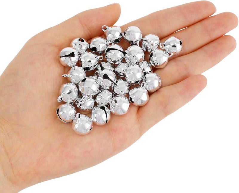LIGHOON 1/2 Inch Jingle Bells Small Bell Mini Bells, Tiny Crafts Bells, DIY for Christmas Home Making Ornaments Wreath Pet Decorations Bracelet Anklets Necklace Knitting Jewelry Making 120 Pcs, Silver - Image 3